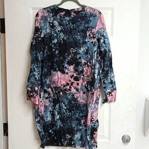 COS Women's Paint Splatter Dress Black/Blue/Purple Long Sleeve W/ Pockets